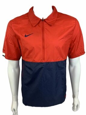 Nike Pullover Orange and Navy Short-Sleeve Half-Zip